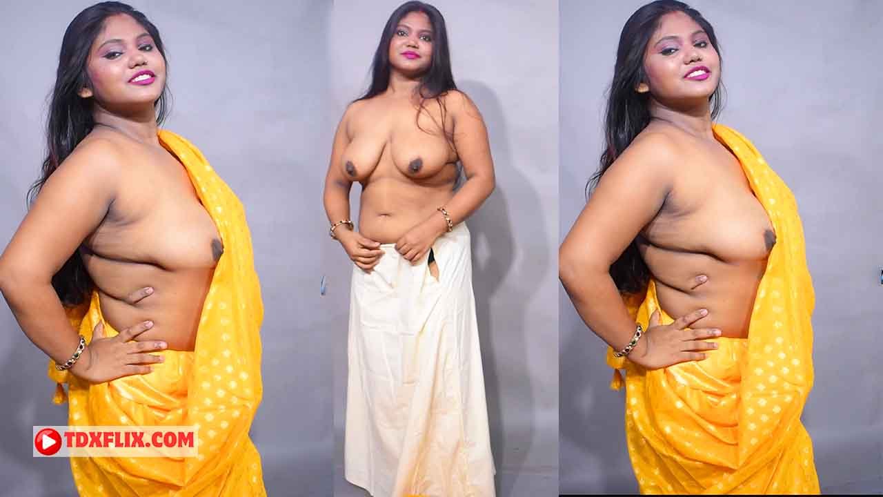 Bong Model Riya Nude Boobs Video in Yellow Saree