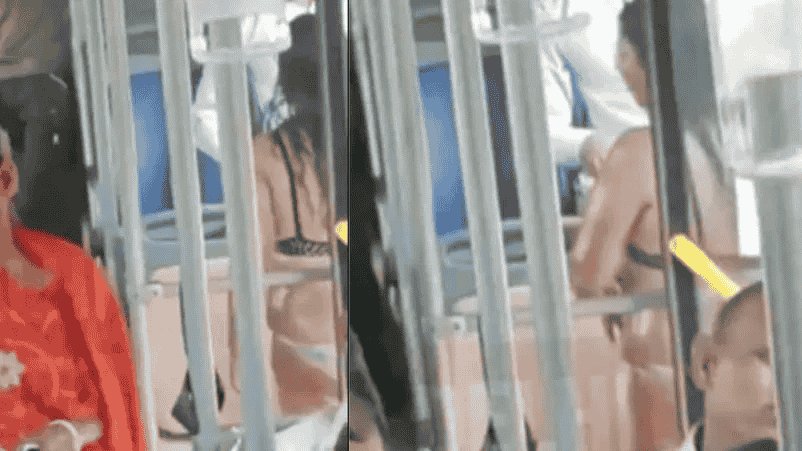 Woman Riding Crowded Delhi Bus in Bra Panty